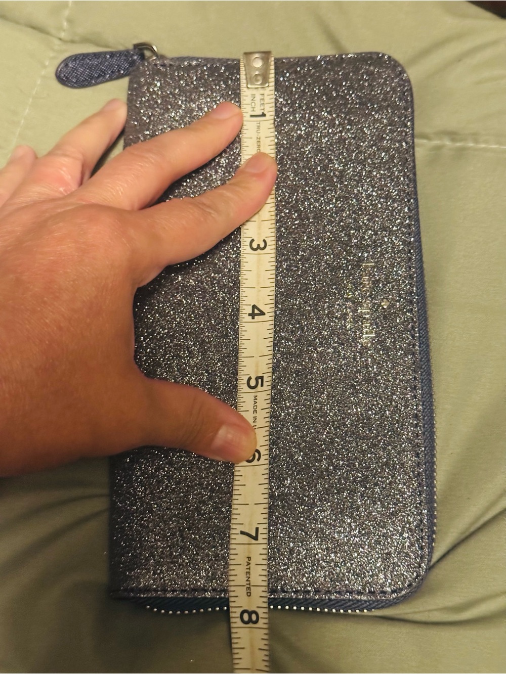 BEAUTIFUL Kate Spade Silver/ Gray glitter Zip-around longClutch /wallet NWOT - Picture 11 of 16